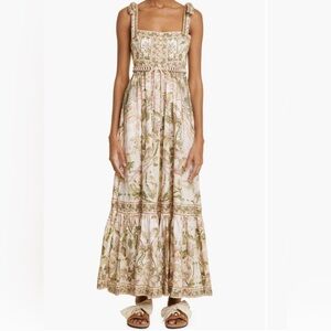 Zimmerman Tropical Print Picnic Linen Maxi Dress
